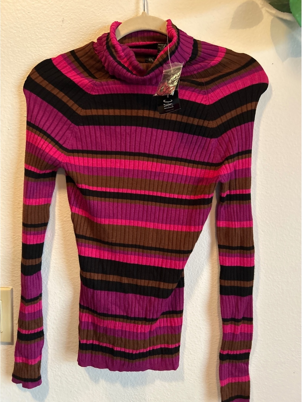 INC International Concepts Women's Small Striped Turtleneck Sweater